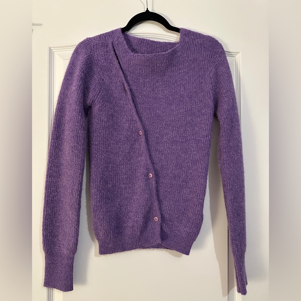Jacquemus Purple Asymmetric Knit Cardigan Sweater S/M